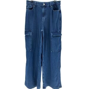 Good American 'Jeanius' Blue Cotton Good Skate Cargo Pants Size 14/32